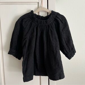 GAP Kids Girls 4-5 Smocked Swiss Dot Black Blouse Top